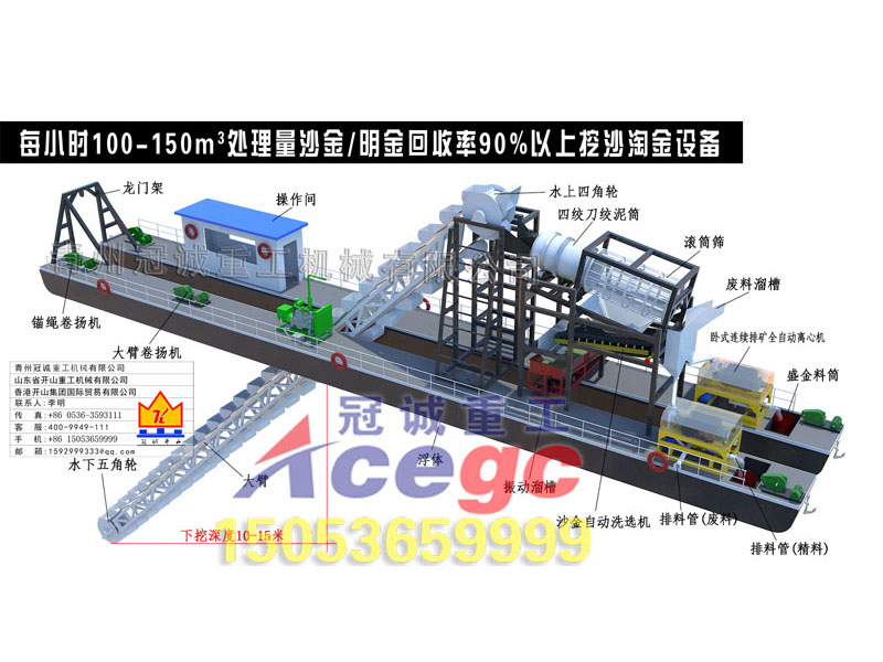 高回收率挖沙淘金船